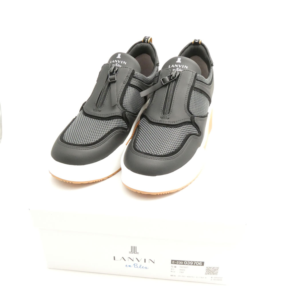 未当て嵌める LANVIN en Bleu ランバンオンブルー プラットフォームジップアップスニーカー スニーカー 24 厚底 レディース AM8181 【中古】