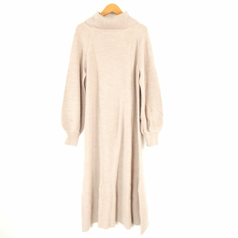 美品 BLUE LABEL CRESTBRIDGE ブルーレーベル 55J79643 バックリボンニットワンピース 38 ウール他 長袖 ロング丈 タートルネック レディース AO3689A23 【中古】