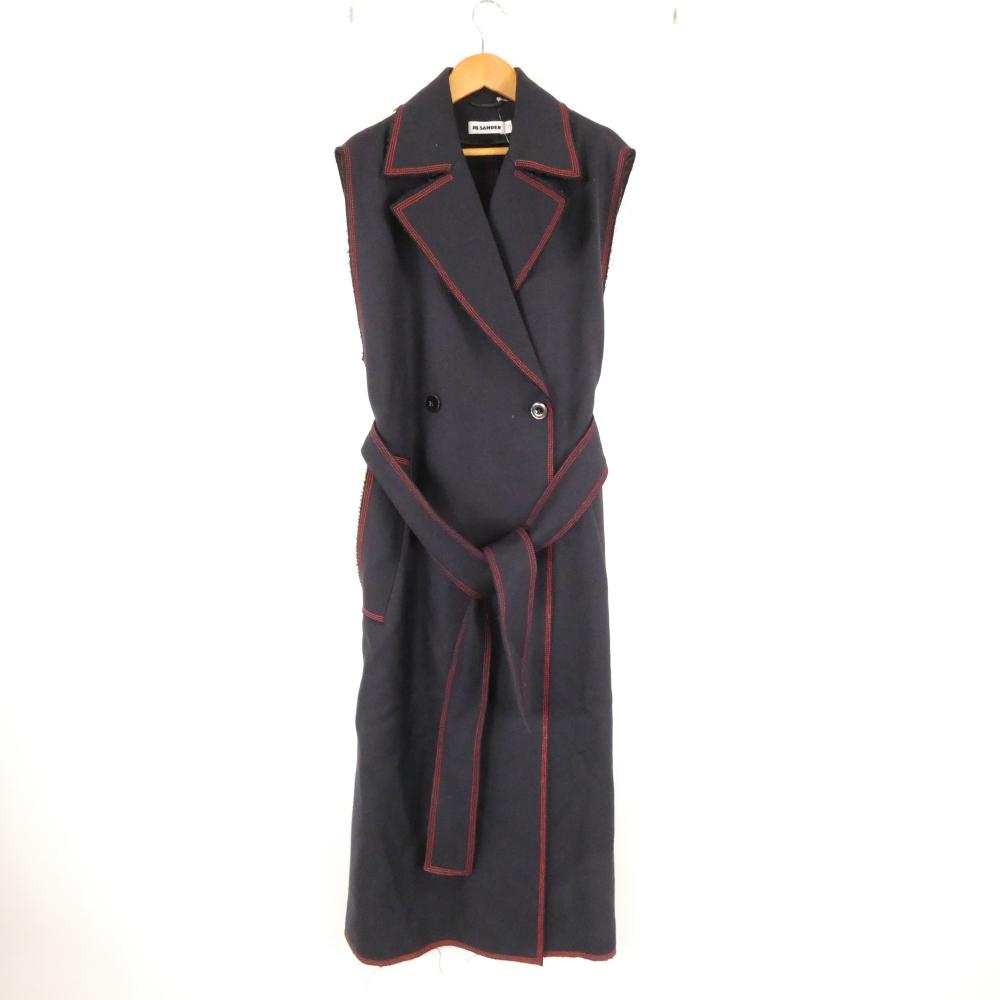 美品 JIL SANDER ジルサンダー JSCO460088 WO200800 ノースリーブ厚地の外套 1点 絨毛100％ レディース AY7995W4 【中古】 レディースファッション-コート・ジャケット