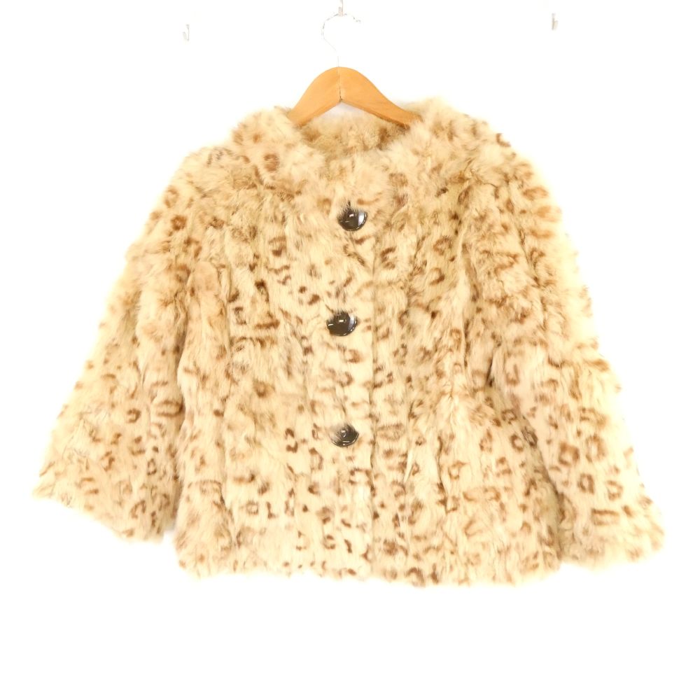 impression de paris spick and span スピック＆スパン ファージャケット 1点 38 ポリエステル100％ ラビットファー レオパード 五分袖 レディース AM8251B5 【中古】