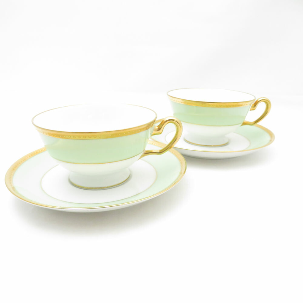 OKURA 大倉陶園 メイグリーン 優勝杯＆平円盤 2客 ありの実 紅茶/珈琲 6C SC10637A2 【中古】