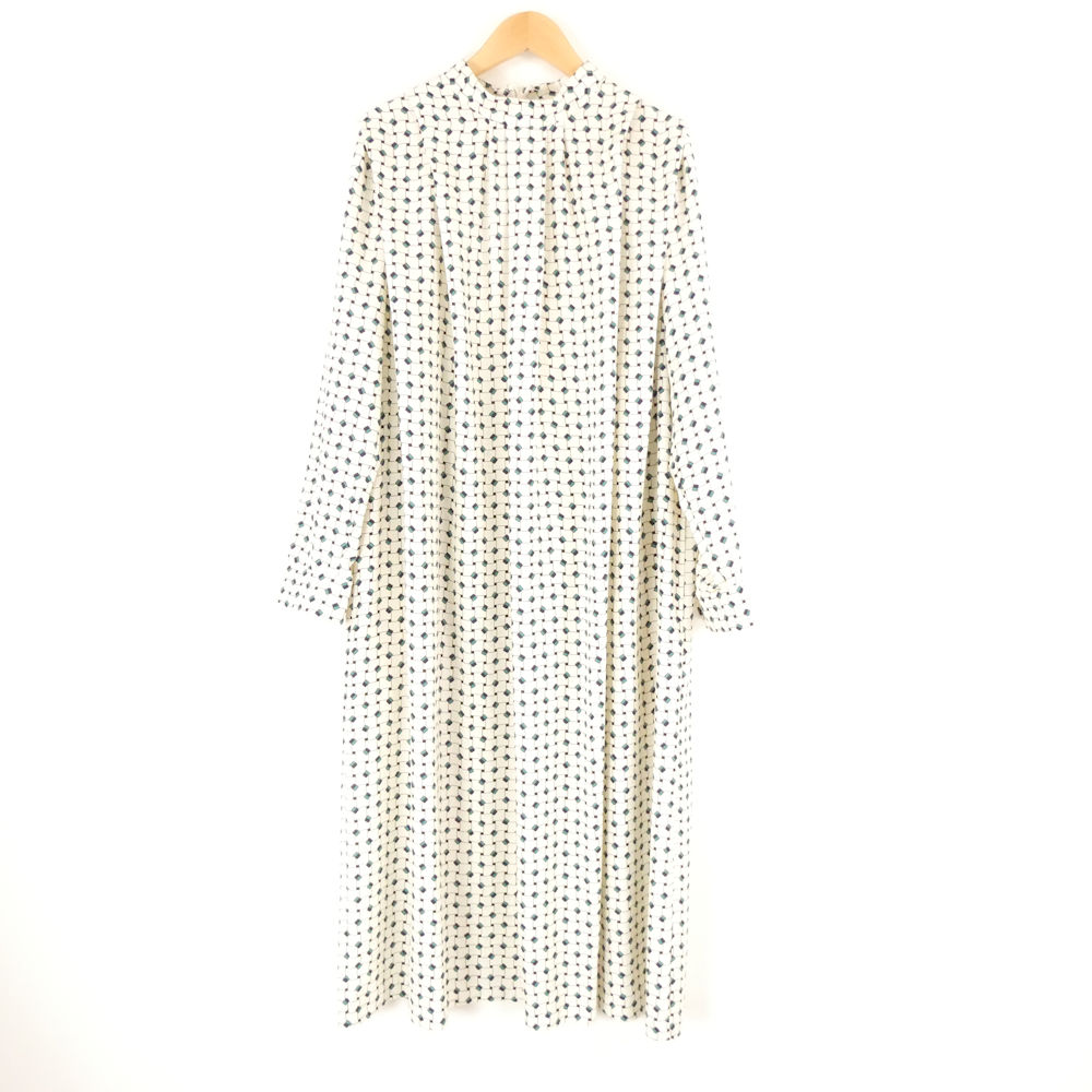 美品 MACKINTOSH マッキントッシュ ハミングバスケットプリント 衣装 38 ポリエステル100％ 長袖 ひざ下丈 総柄 レディース AM8393A49 【中古】
