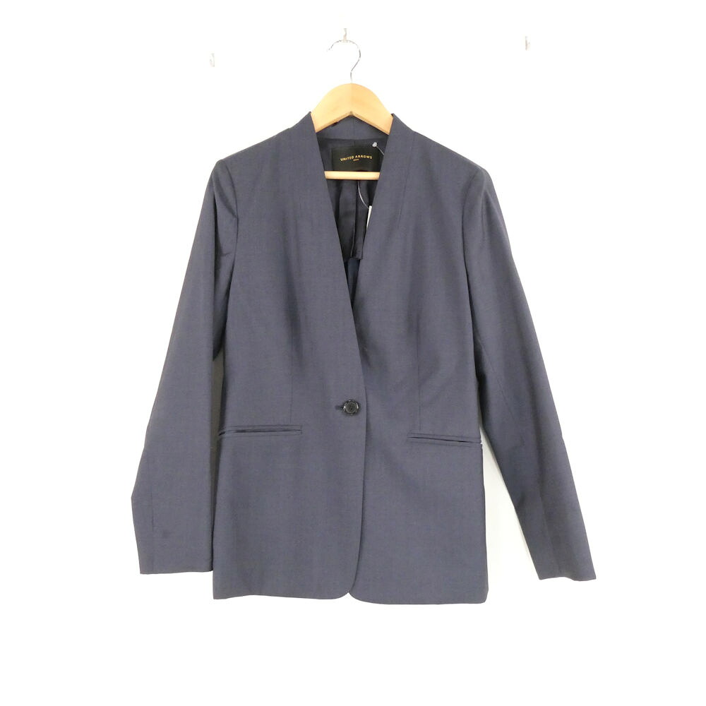 美品 UNITED ARROWS ユナイテッドアローズ Vitale Barberis Canonico ノーラペルジャケット ノーカラージャケット 36 ウール100％ 背抜き レディース AM8486A16 【中古】