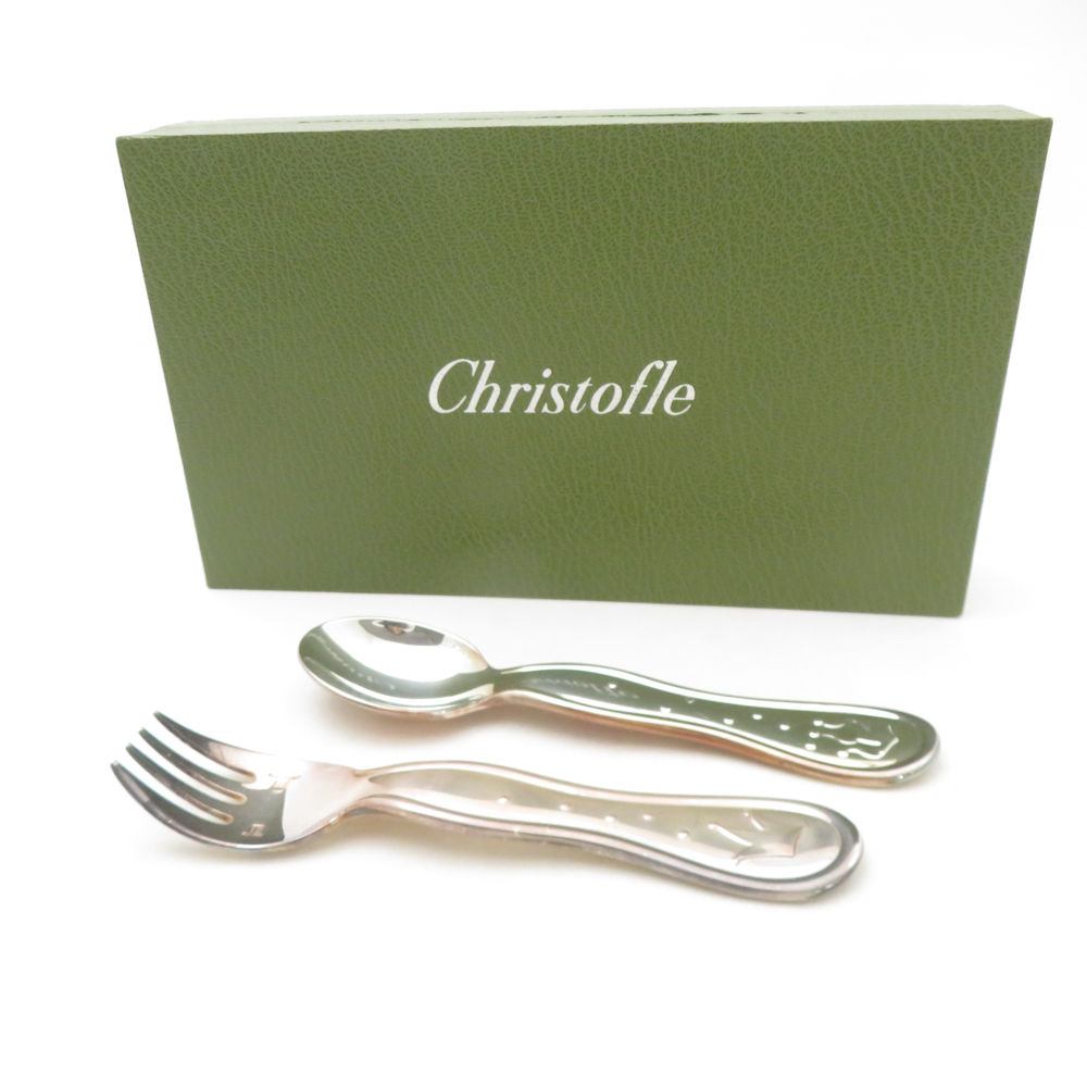 美品 Christofle クリストフル もの言う花 カトラリー 2点 しろがね色メッキ 仕掛ける お匙 民族音楽 帯状髪飾り SC10499L1 【中古】