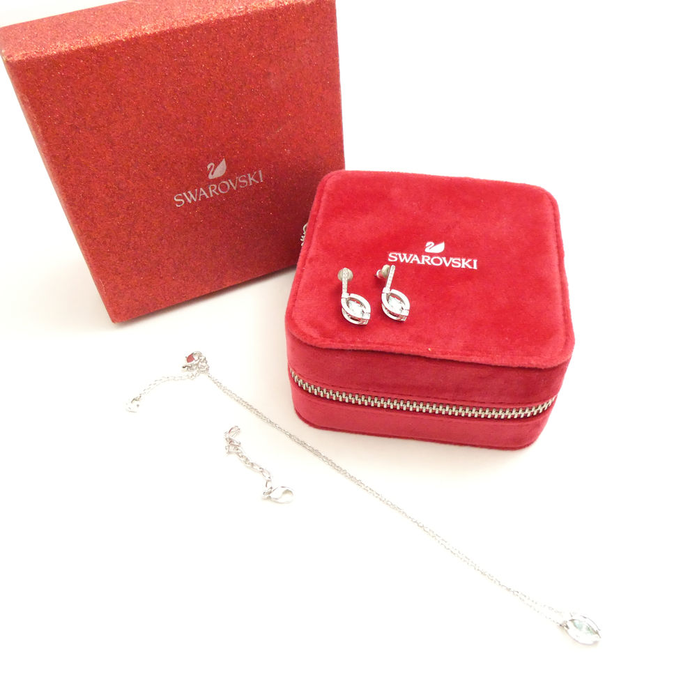 美品 SWAROVSKI スワロフスキー スパークリングダンス ピアス & ネックレス 2点 セット ストーン レディース AM8493 【中古】