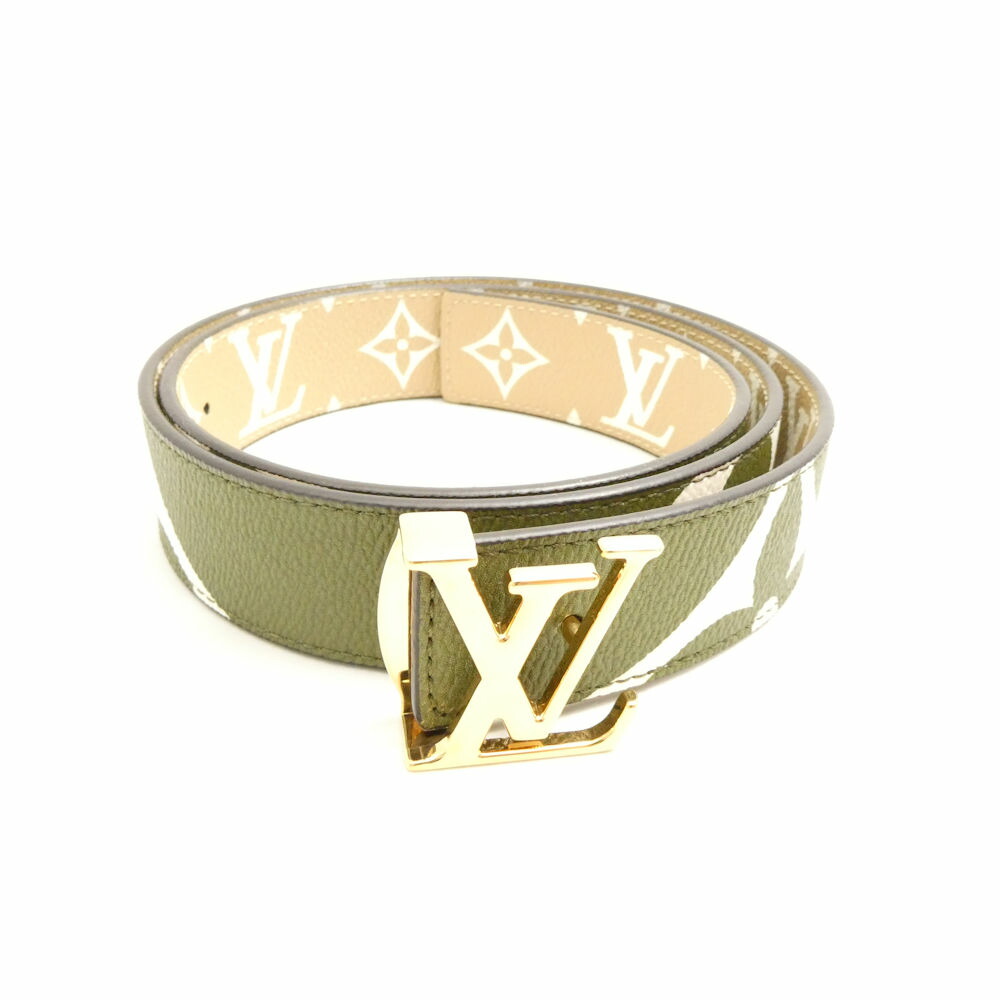美品 LOUIS VUITTON ルイヴィトン サンチュール LVアイコニック 30MM リバーシブル ベルト リバースキャンバス モノグラム ベージュ/カーキ 小物 スペイン AU4283 【中古】