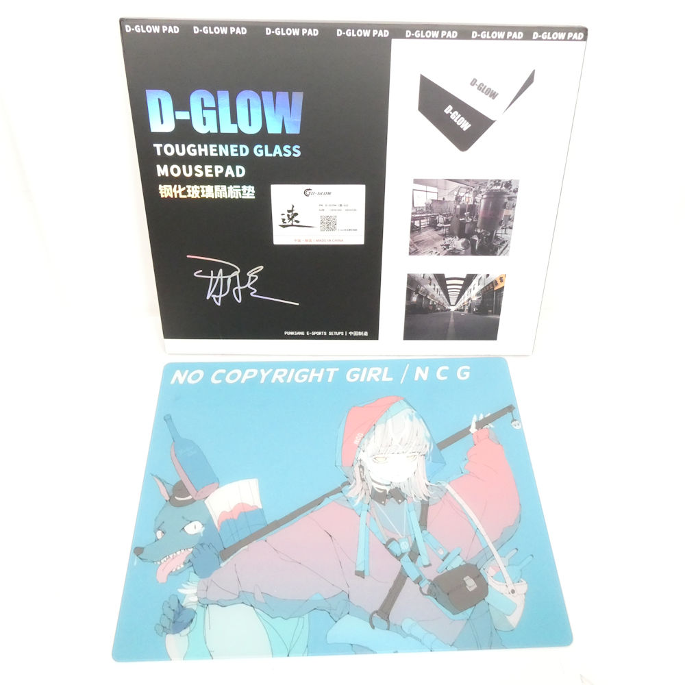 美品 D-GLOW 速 TOUGHENED GLASS MOUSEPAD NO COPYRIGHT GIRL/NCG ゲーミング ガラスマウスパッド 400×500粍 ノーコピーライトガール FPS マイコン HU1746 【中古】