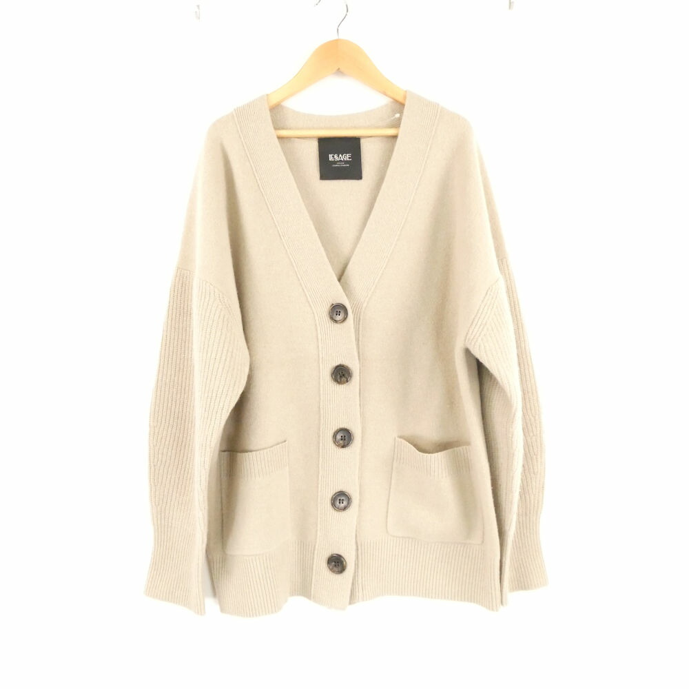 美品 JOURNAL STANDARD LESSAGE ジャーナルスタンダード レサージュ カーディガン ウール カシミヤ 他 ニット 切替え レディース AM8518A49 【中古】