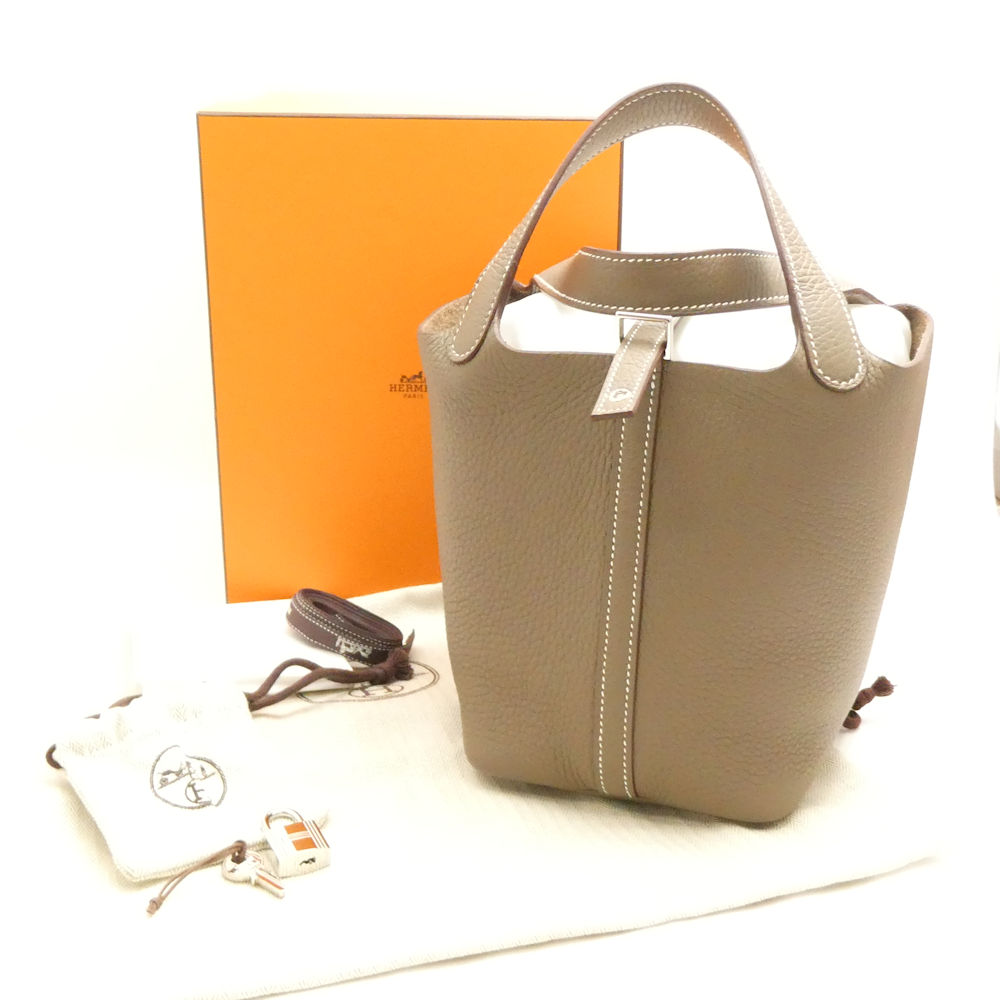 未使用 HERMES エルメス ピコタンロック PM トリヨンクレマンス ハンドバッグ 2024年 W刻印 エトゥープ シルバー金具 レディース AC1790W3 【中古】