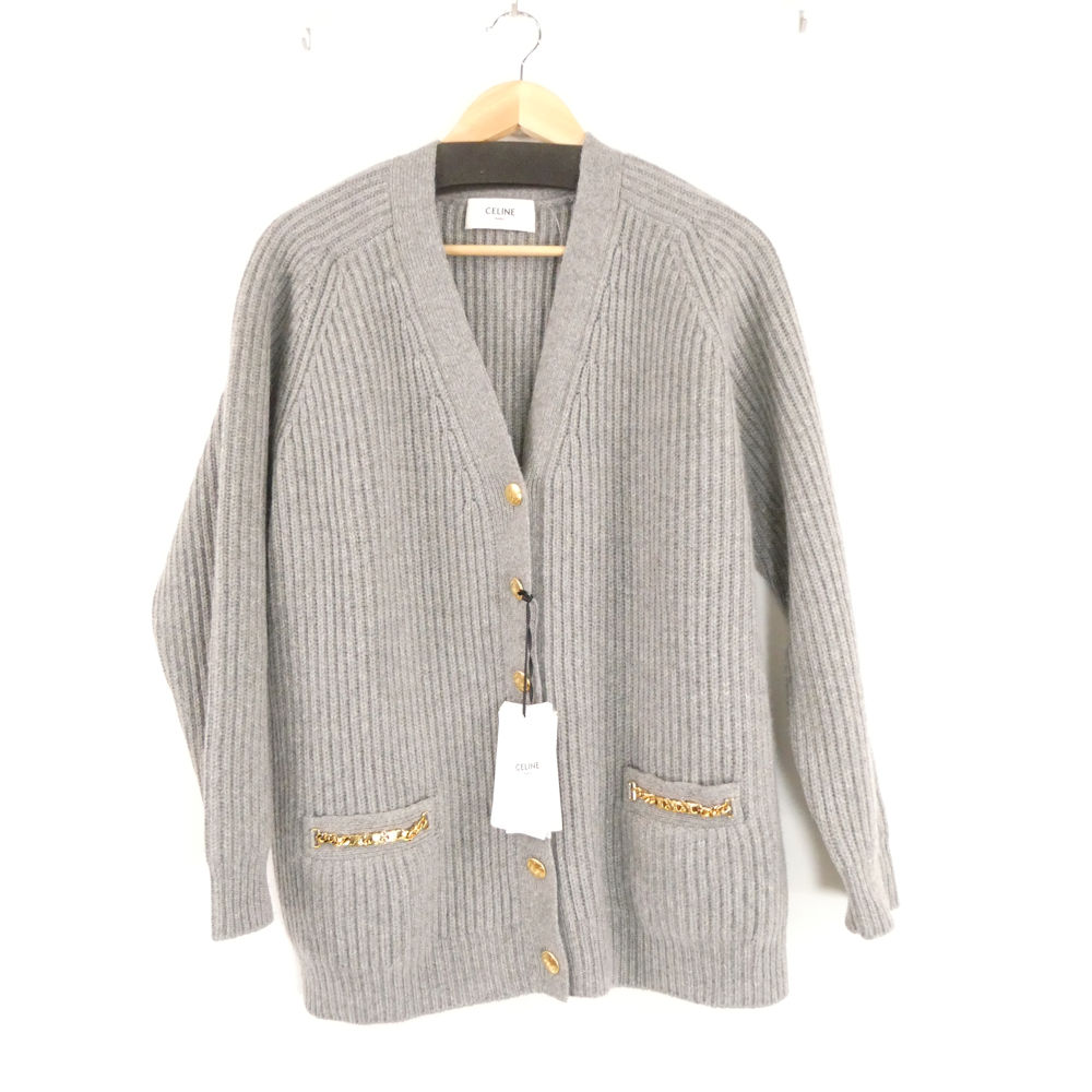 未当て嵌める CELINE セリーヌ 2A86X2070 ジレー M カシミール100％ 長袖 編み物 トリオンフ レディース AM8623W1 【中古】