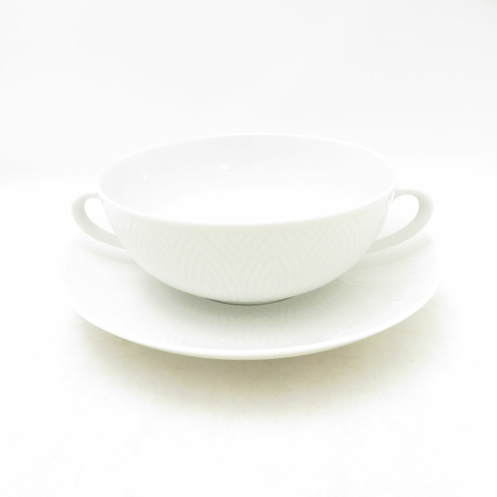 美品 ROYAL COPENHAGEN ロイヤルコペンハーゲン SALTO アクセル・サルト 吸いもの優勝杯＆平円盤 1客 ダブル手持ち部分 白磁 滅多に無い レア SU13915V2 【中古】