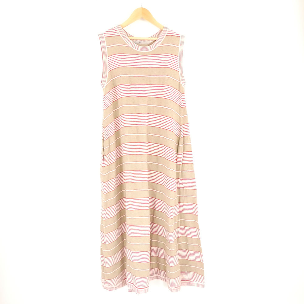 美品 45r フォーティファイブアール ノースリーブ衣装 0 綿織物100％ ロング 間借り人 ベージュ 赤いこと レディース AO4106A14 【中古】