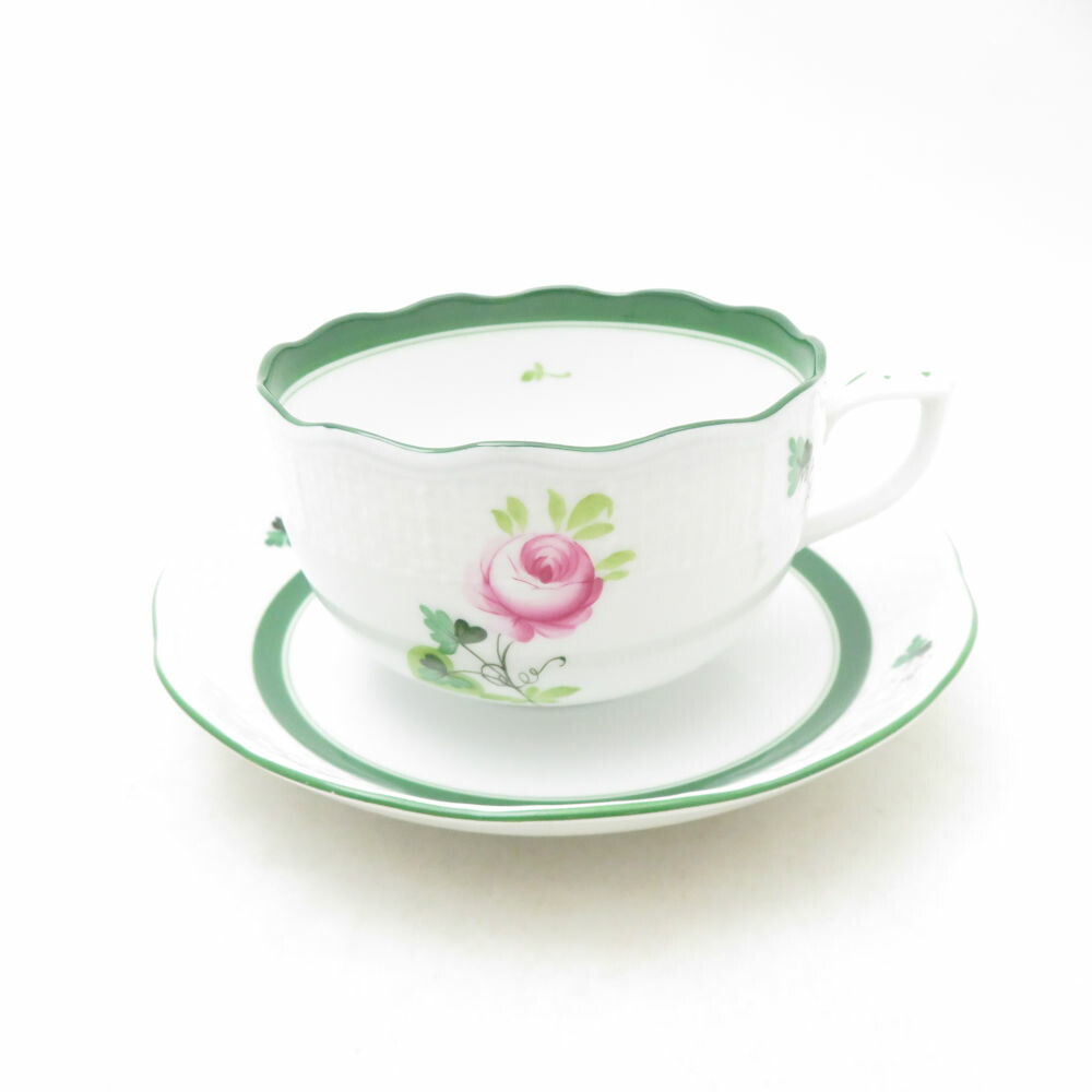 未当て嵌める Herend ヘレンド ウィーンのローズ 紅茶優勝杯＆平円盤 薔薇 SM5231Q1 【中古】