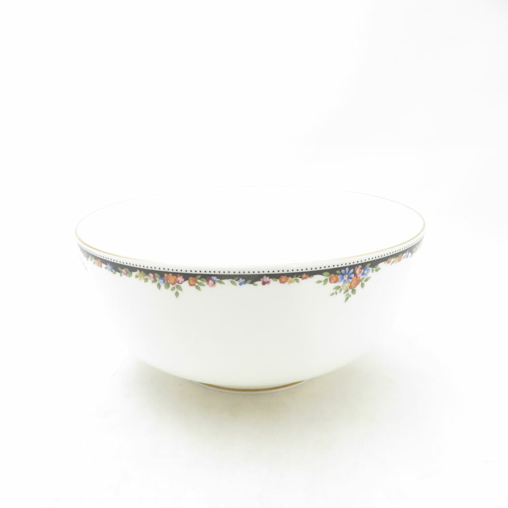 美品 WEDGWOOD ウェッジウッド オズボーン どんぶり鉢 サラダ菜 マルチ 深皿 鉢 金彩 黒壺 連合王国 SU14034T1 【中古】