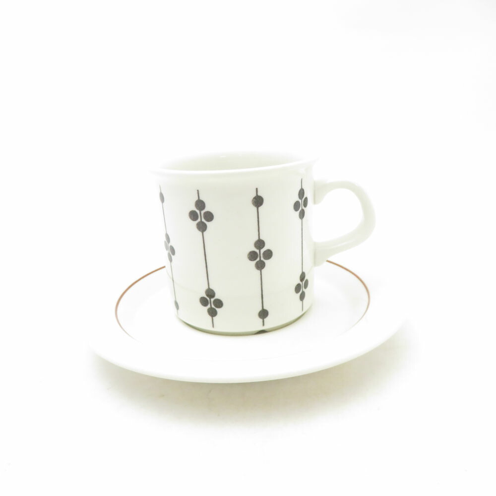 ARABIA アラビア Kartano カルタノ デミタスカップ＆平円盤 北欧 旧ロゴタイプ 帯状髪飾り SM5164E2 【中古】