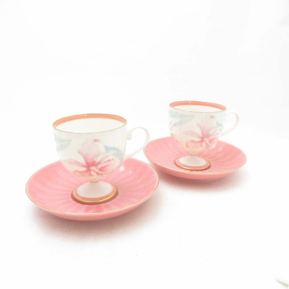 美品 kouransya 香蘭社 カトレア 優勝杯＆平円盤 2客 有りの実 御花 花柄 SM5216Q1 【中古】