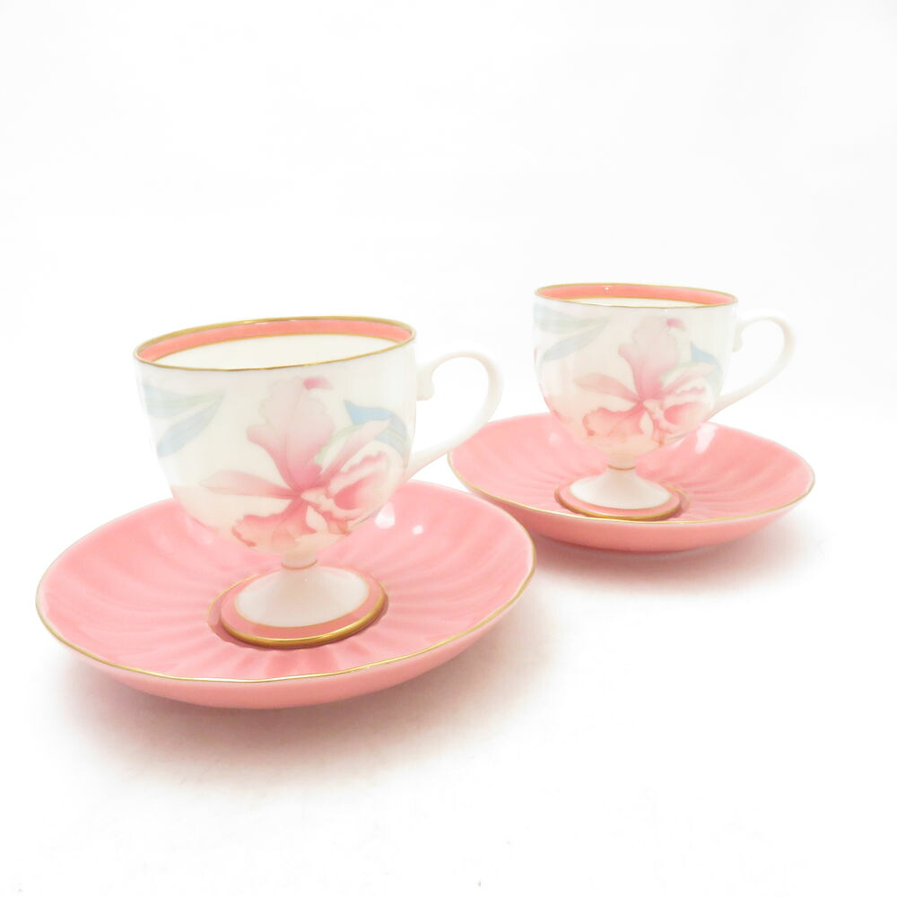 美品 kouransya 香蘭社 カトレア 優勝杯＆平円盤 2客 ありの実 御花 花柄 SM5217Q1 【中古】