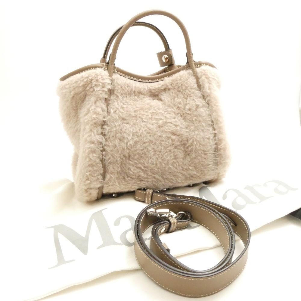 美品 MAXMARA マックスマーラ TMARIN T米国海兵隊員 テディベア ショルダーバッグ キャメルクス グレージュ スモール かばん 鞄 レディース 金4361 【中古】