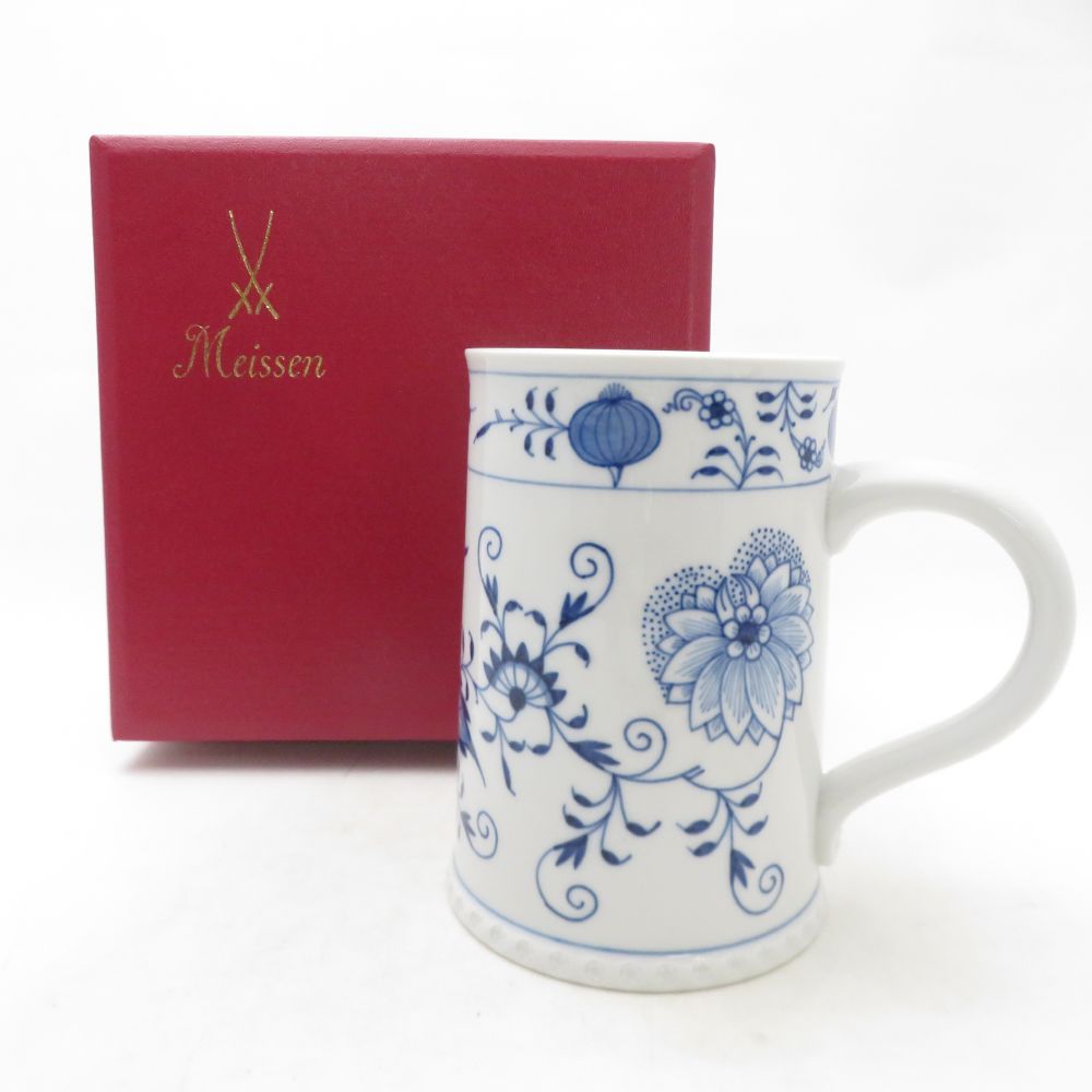 美品 MEISSEN マイセン キリンビアマグコレクション 1989年 青色玉ねぎ ジョッキ 麦酒 ビアマグ 瀬戸もの SM5238X2 【中古】