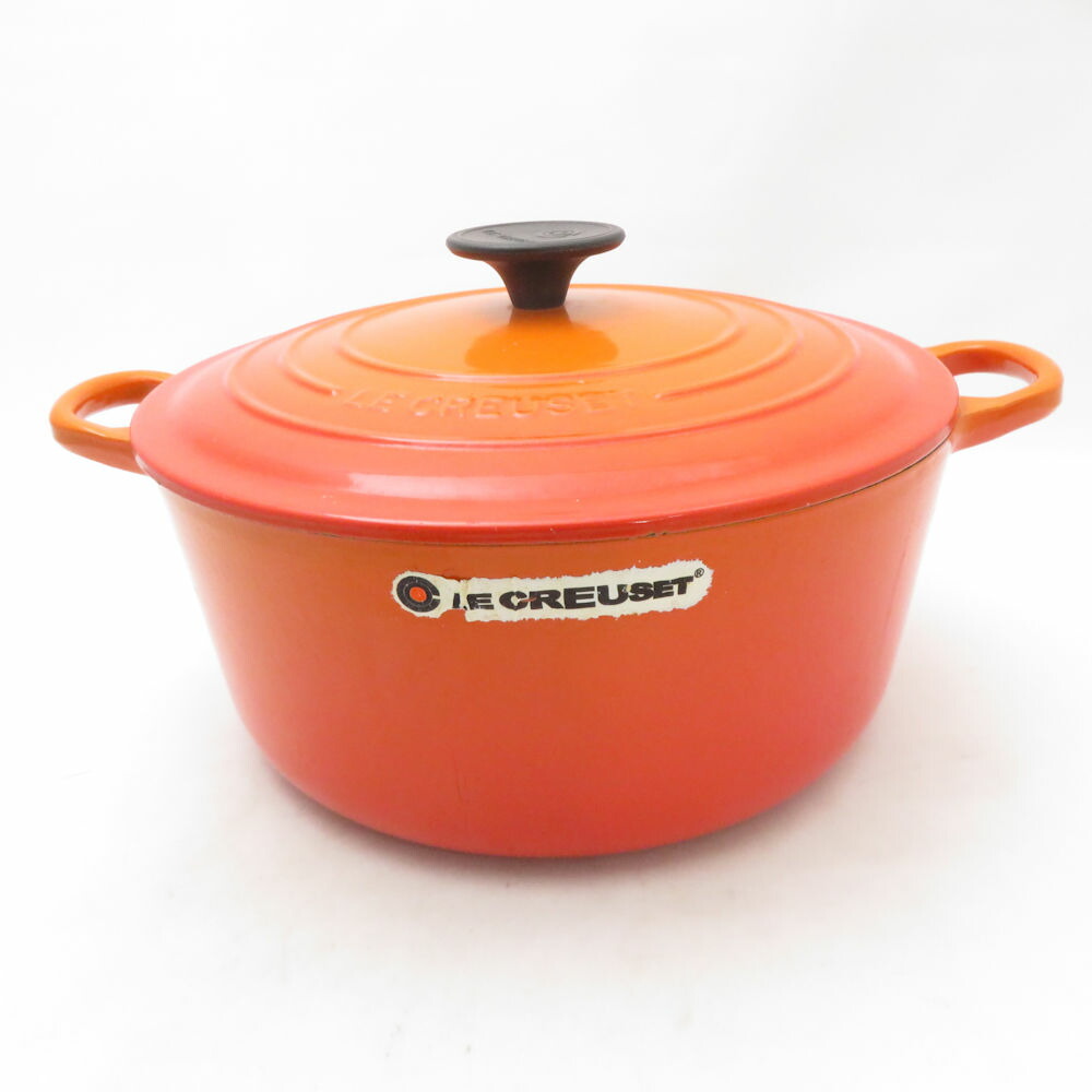美品 Le Creuset ルクルーゼ ココットロンド 両手なべ 鋳込みホーロー 24珊 一皿分の料理 膳立て物の具 SU14231C2 【中古】