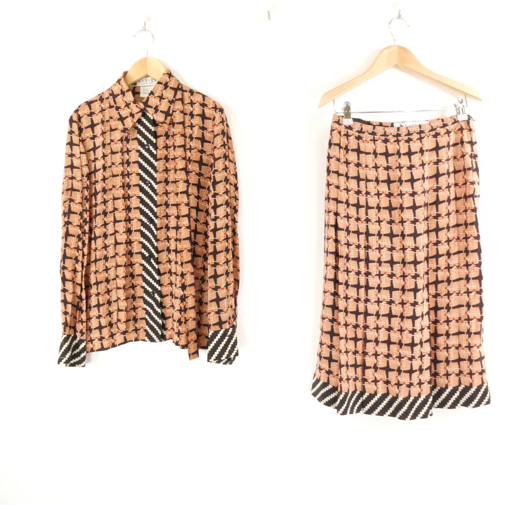 LANVINランバンセットアップ1点-レーヨンシルクブラウス長袖スコートひざ丈レディースAN3273A36【中古】