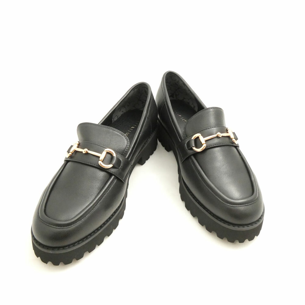 未当て嵌める HIMIKO 卑弥呼 トラックソールビットローファー 24糎 軽さ精神 レディース AD1943 【中古】