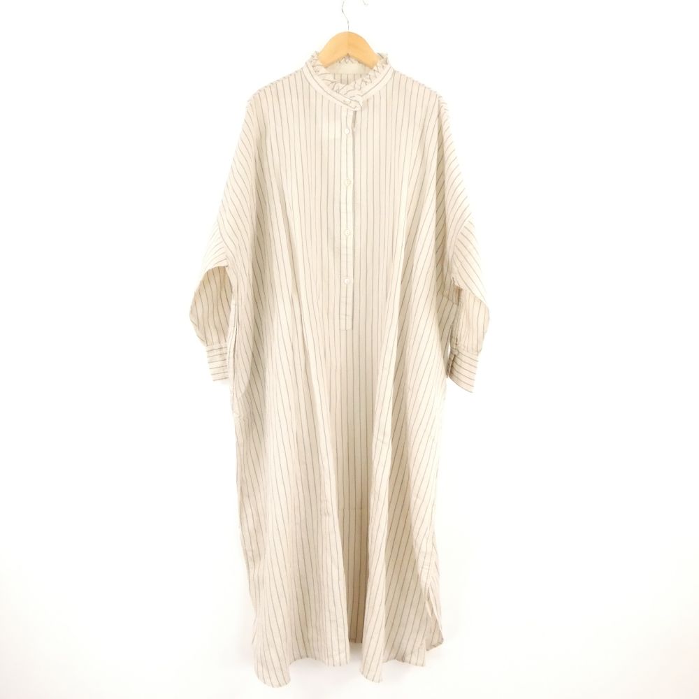 美品 KURASHI\u0026TRIPS PUBLISHING クラシトリップス 北欧生活様式の物の具店 ティーシャツ衣裳 S～M 繊維素 他 長袖 ロング丈 縞模様 レディース AM8891A51 【中古】