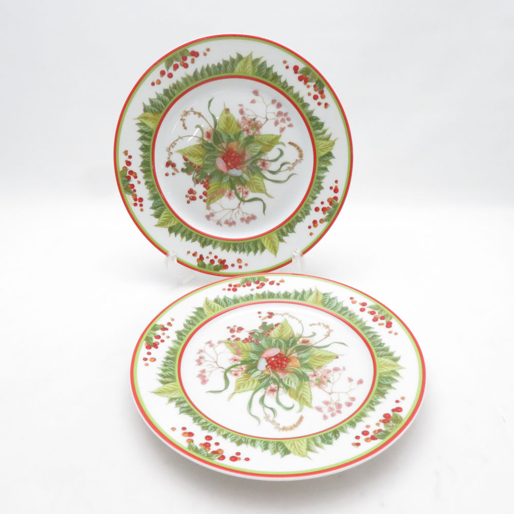 美品 HERMES エルメス ピタゴラスの庭 Le jardin de Pythagore 中皿 2枚 22珊一皿 乾荒原 西洋菓子 レア 滅多に無い SN519E2 【中古】