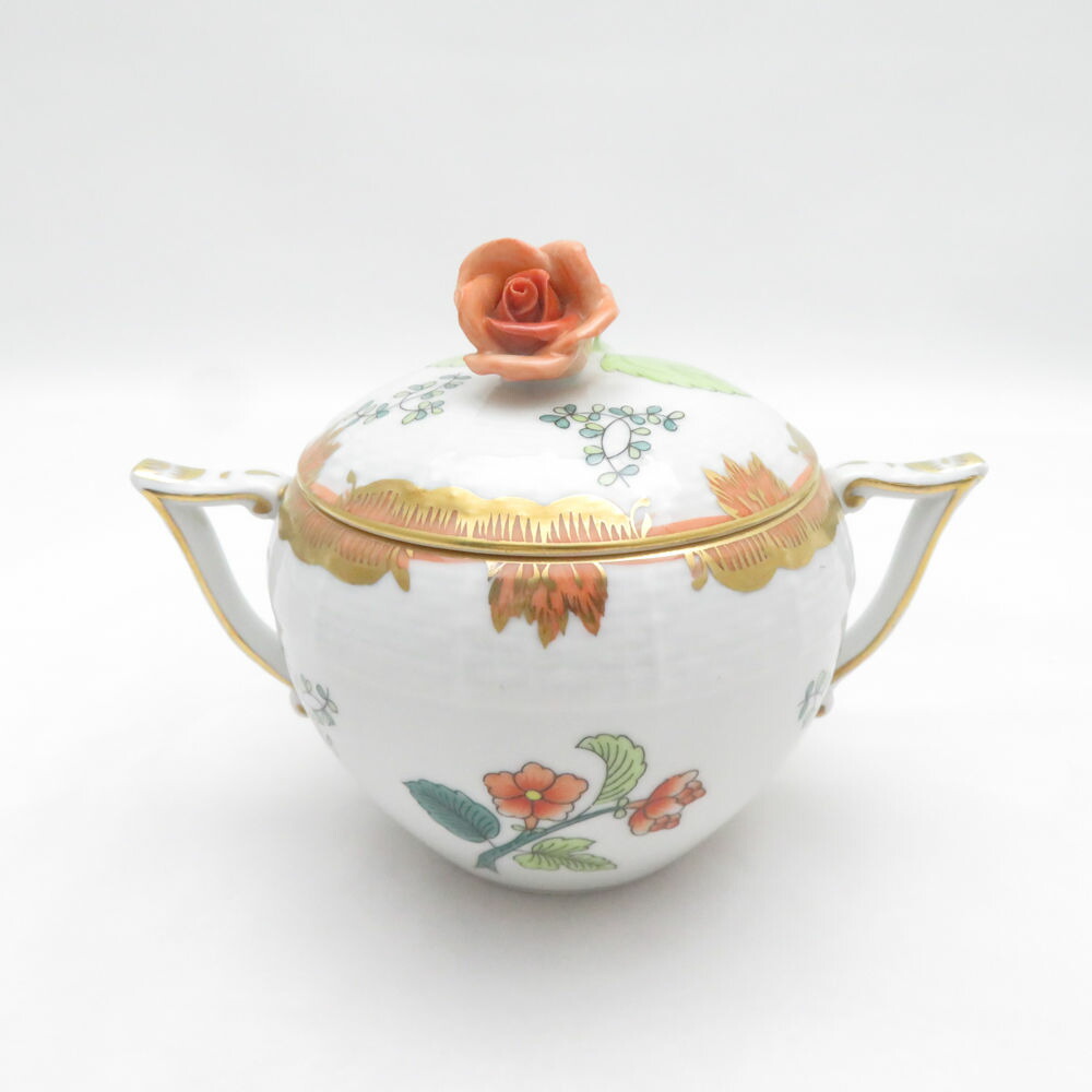 美品 Herend ヘレンド ウィンザー家の枝 WBOS 精製糖ポット 精製糖入れ 薔薇 ローズ SO3970K1 【中古】