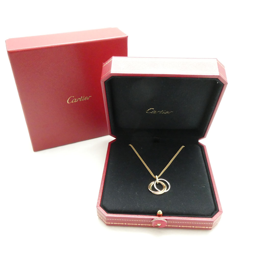 美品 Cartier カルティエ トリニティ ネックレス Au750 ダイヤモンド リング 0.07ct レディース AD2086W1 【中古】｜reMOVE 店