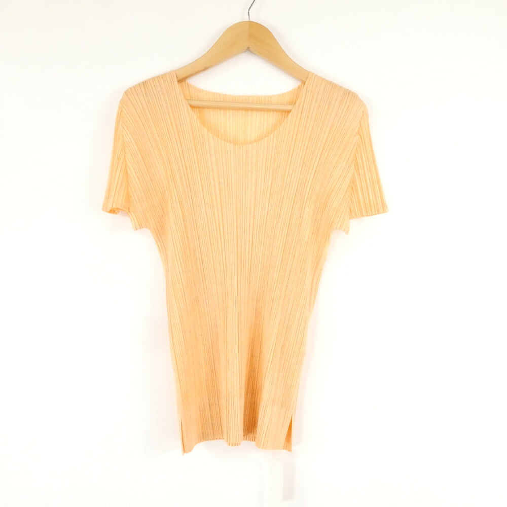 美品 PLEATS PLEASE ISSEI MIYAKE プリーツプリーズ イッセイミヤケ PP81-JK162 カットソー 3 L相当 ポリエステル100% 半袖 ブラウス トップス Tシャツ 総柄 レディース AU4542A47 【中古】|reMOVE 店