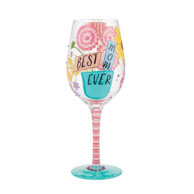 Lolita ワイングラスBest Mom Ever(史上最高のお母さん) ロリータ ハンドペイント グラス wine glass プレゼント おしゃれ ギフト キュート ポップ アメリカ セレブ愛用 ブランド Enesco社認定 日本正規総代理店 #6010659