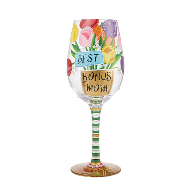 Lolita ワイングラス Best Bonus Mom ロリータ ハンドペイント グラス wine glass プレゼント おしゃれ ギフト キュート ポップ アメリカ セレブ愛用 ブランド Enesco社認定 日本正規総代理店 #6010656