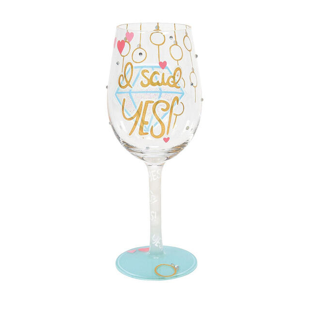Lolita ワイングラス I Said Yes ロリータ ハンドペイント グラス wine glass プレゼント おしゃれ ギフト キュート ポップ アメリカ セレブ愛用 ブランド Enesco社認定 日本正規総代理店 #6012019