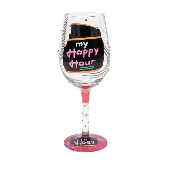 Lolita ワイングラス Happy Hour ロリータ ハンドペイント グラス wine glass プレゼント おしゃれ ギフト キュート ポップ アメリカ セレブ愛用 ブランド Enesco社認定 日本正規総代理店 #6012022