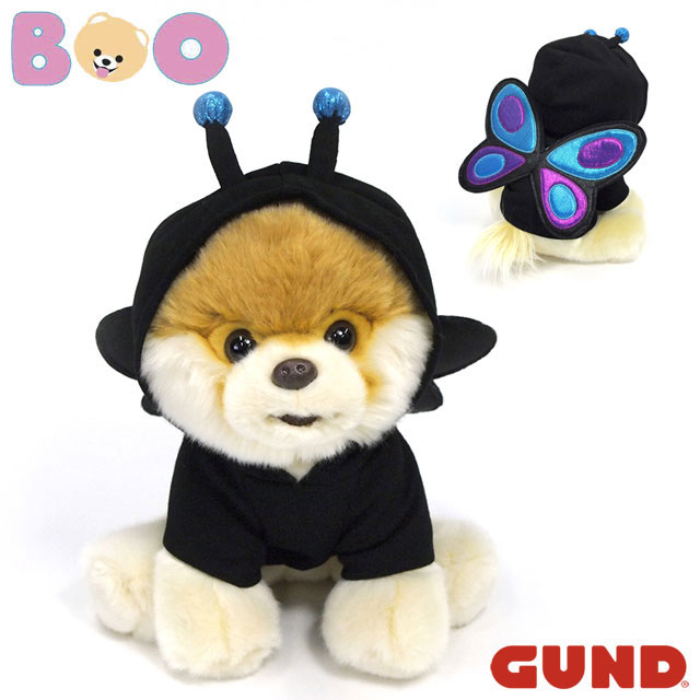 Boo バタフライ M【GUND ガンド】 ぬいぐるみ ポメラニアン グッズ 犬 いぬ ドッグ ブー ブゥ 柴犬カット 手触りふわふわ 蝶 蝶々 ちょうちょ 黒 くろ ブラック フード パーカー きぐるみ GUND社認定 日本正規総代理店 #4060892