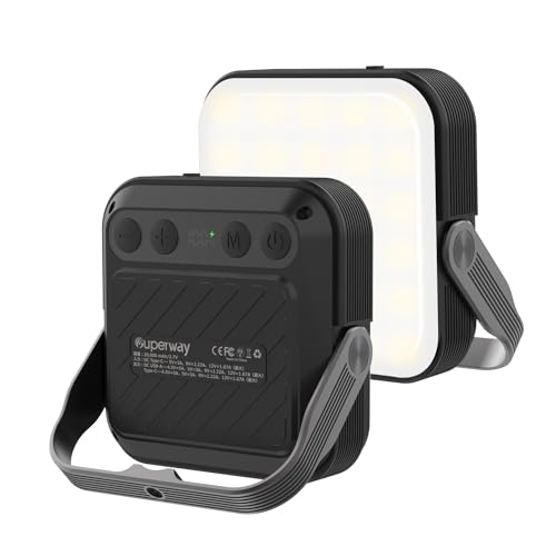 SUPERWAY 20000mAh led ランタンQC 3.0/22.5W 2024新登場 1600ルーメン 四色切替 昼光色 昼白色 電球色 赤色点灯 SOS IP65 防水 アウトドア ライト 電気量輝度数字表示 光色/輝度記憶 三脚接続可能 強力磁
