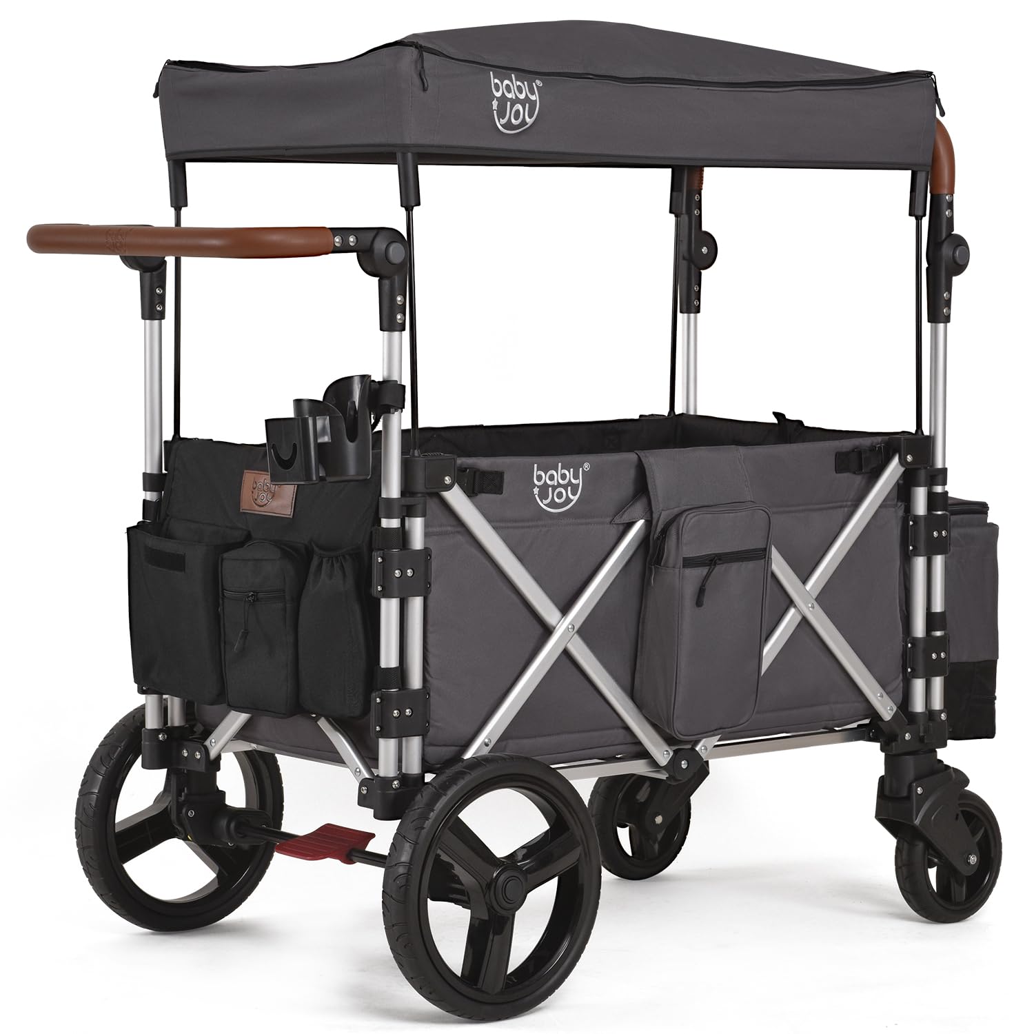 Feemom ベビーカー 二人乗りベビーカー ベビーカーワゴン 双子用ベビーカー ツインカート 屋根付き アウトドアワゴン 多人用 キャリーワゴン 折りたたみ コンビ ベビーカー 専用レインカバーつき 運動会 幼稚園 保育園 組み立て不要【女性でもらくらく