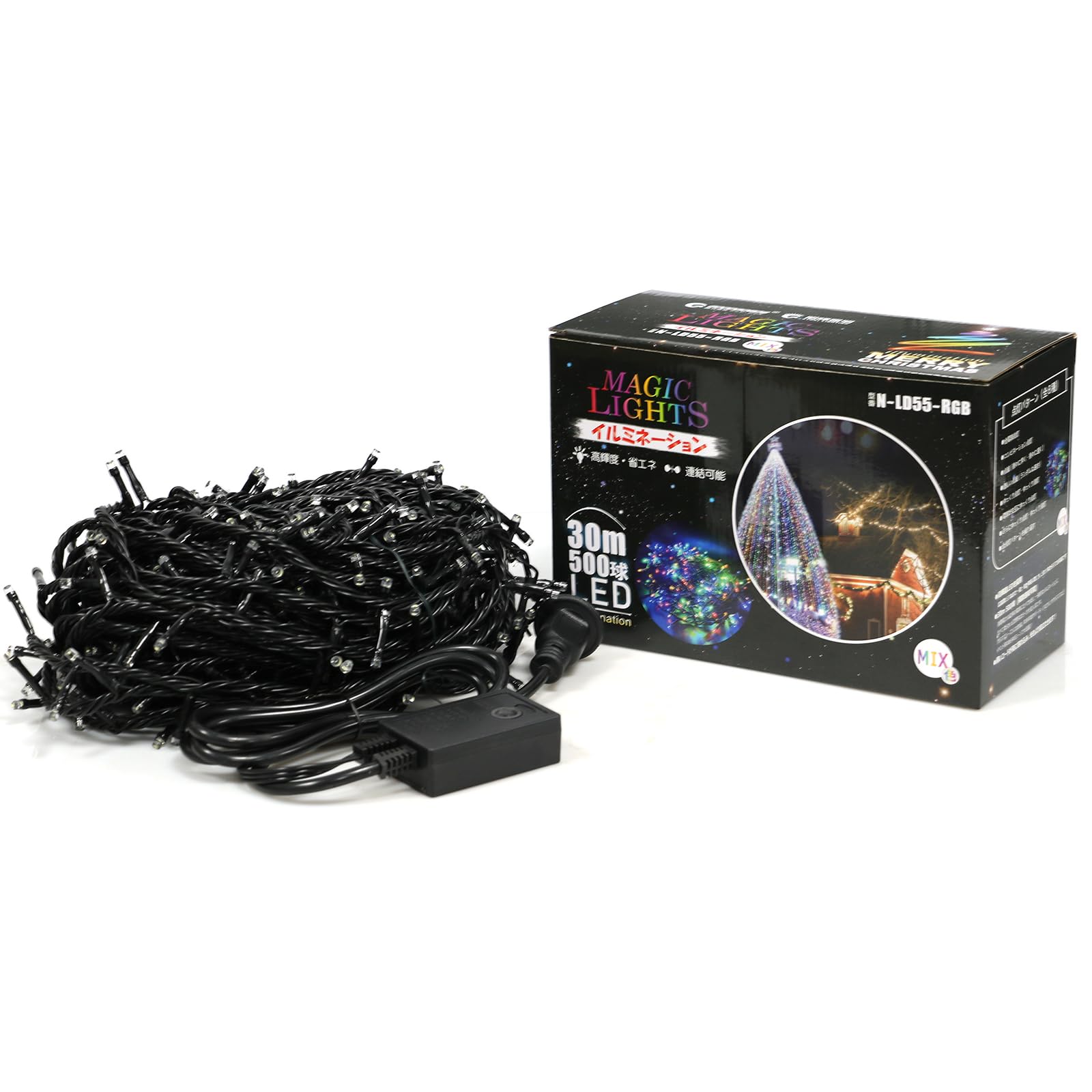 GOODGOODS イルミネーションライト 500球 30m RGB LED電飾 屋外 防水 ストリングライト クリスマス ツリーライト tree ホテル ベランダ フェンス 綺麗 屋内 装飾 雰囲気 ハロウィン 複数連結 看板 部屋 庭 看板 フェンス ｜RENEW