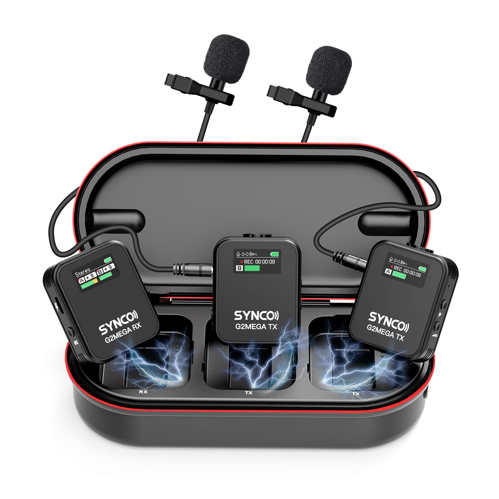 ワイヤレスマイク, SYNCO G2(A2) MEGA ピンマイク 8GB内蔵録音 iPhone/Android/iPad/カメラ/パソコン対応 48kHz/24Bit 充電ケース付き 24時間連続使用 ノイズ軽減 音量調節 Vlog撮影/動画配信/生放送｜RENEW
