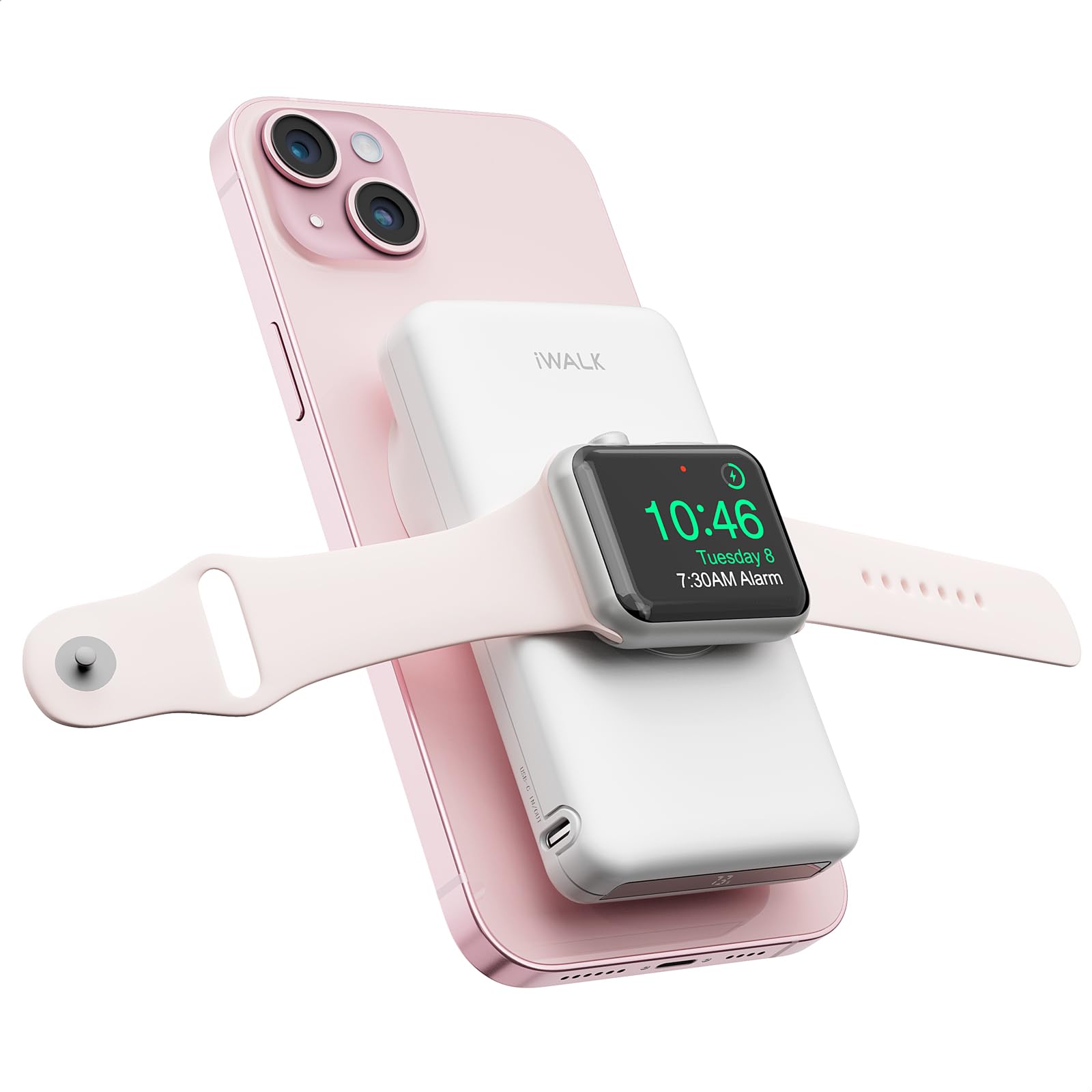 iWALK MAG-Xモバイルバッテリー マグネット式ワイヤレス充電器10000mAh PD急速充電 Apple Watchとiphone同時充電 アップルウォッチ充電器 コンパクト PSE技術基準適合 iPhone 15/14/13/12シリーズ/App