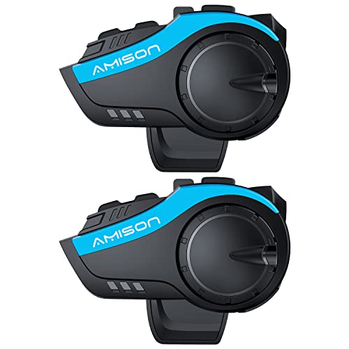 Amison バイクインカム 最大10人同時通話 最大通話距離2000m Bluetooth 5.0 無線機 連続28H時間通話 IP67防水 ヘルメット用 音楽共有 音声聞き取リ FMラジオ付きインターコム 自動ペアリング バイク用通信機器 技適認証済み