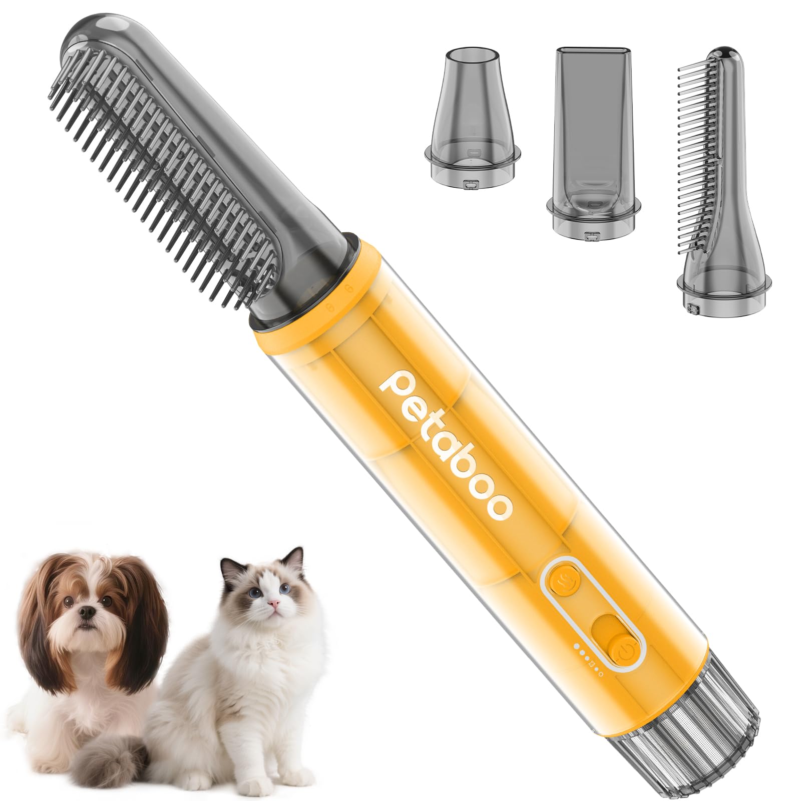 Petaboo 犬ドライヤー マイナスイオン【無段階風速 低騒音 静電気除去】ペット ドライヤー 大風量ペットブロワー ペットグルーミング用 軽量 コンパクト 犬用 4種ノズル付き 大型犬 家庭用および旅行用 ペットサロン 【PSE認証】|RENEW