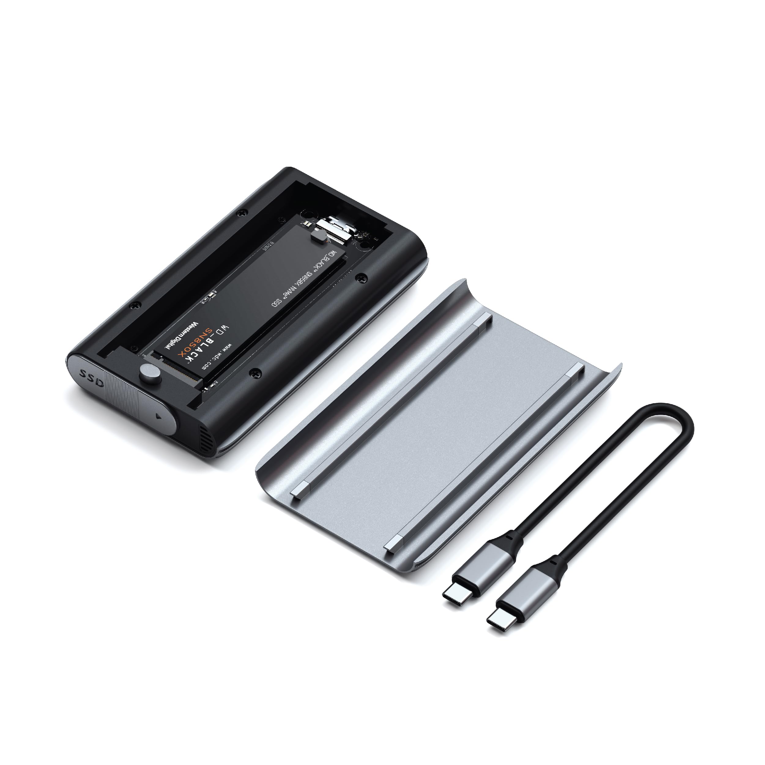 Satechi USB4 M.2 NVMe SSD Pro エンクロージャー (40Gbps 高速転送, 16TBまで対応) アルミニウム 工具不要 ポリカーボネイト ケース USAP SSD Trim (サイズ2280/2260/2242/2230mm向|RENEW