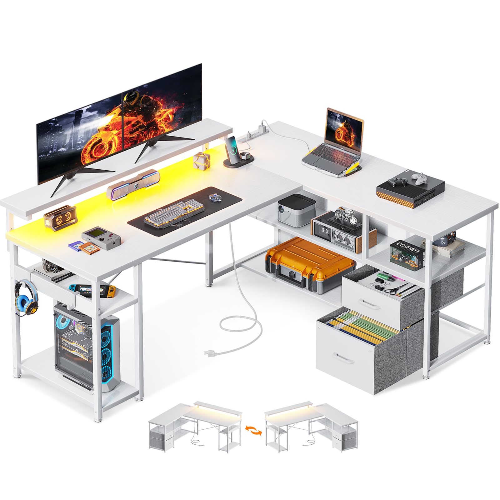 楽天市場】ODK パソコンデスク 引き出し付き ゲーミングデスク