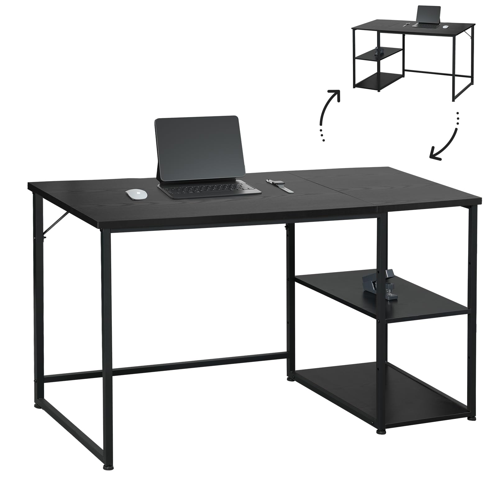 楽天市場】Maihail ゲーミングデスク 140幅 ラック付き パソコンデスク