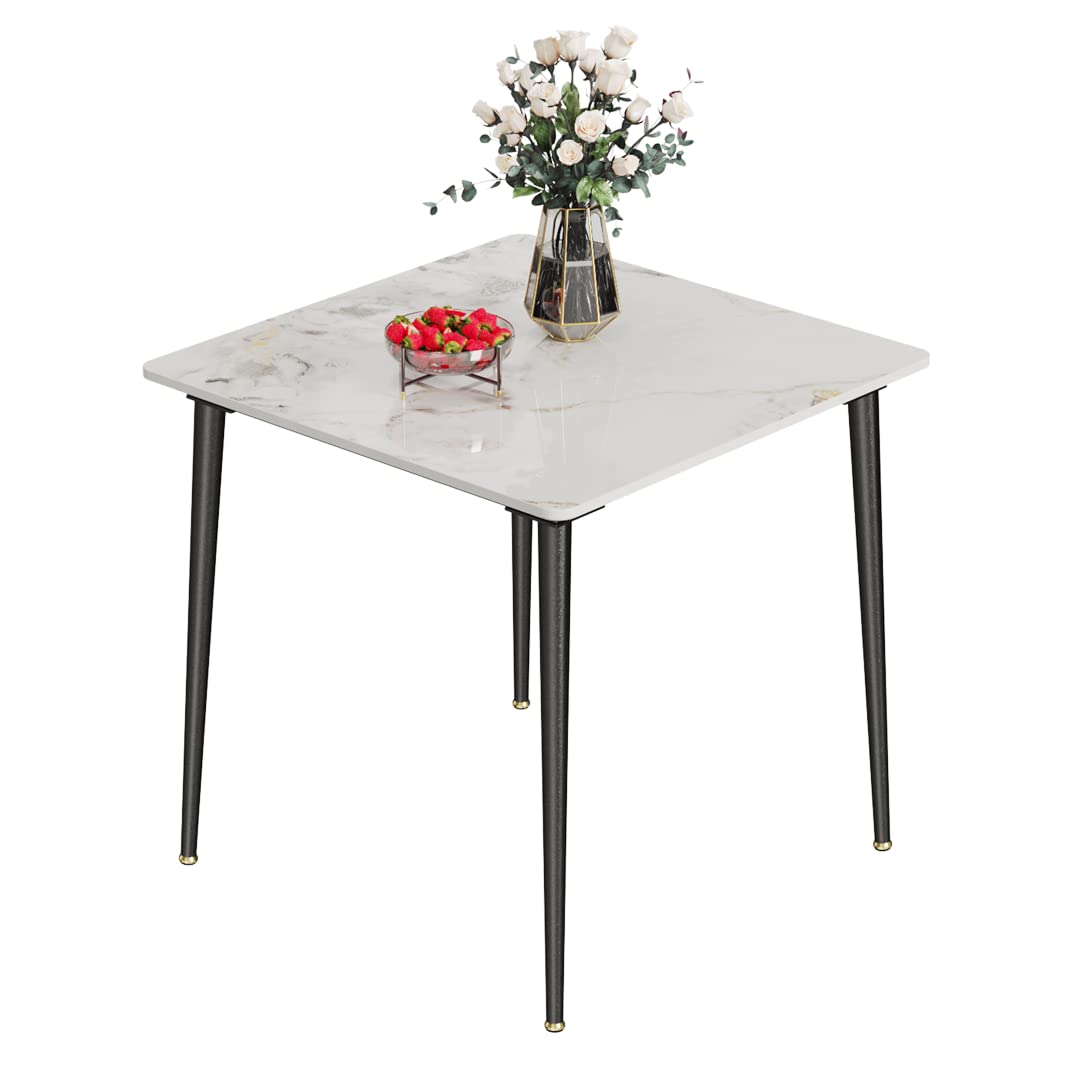 UNHO ダイニングテーブル 食卓 セラミック天板 テーブル 2人用 石材&times;スチール 単品 幅80cm おしゃれ 北欧 大理石風 高級 正方形 2人掛けテーブル｜RENEW