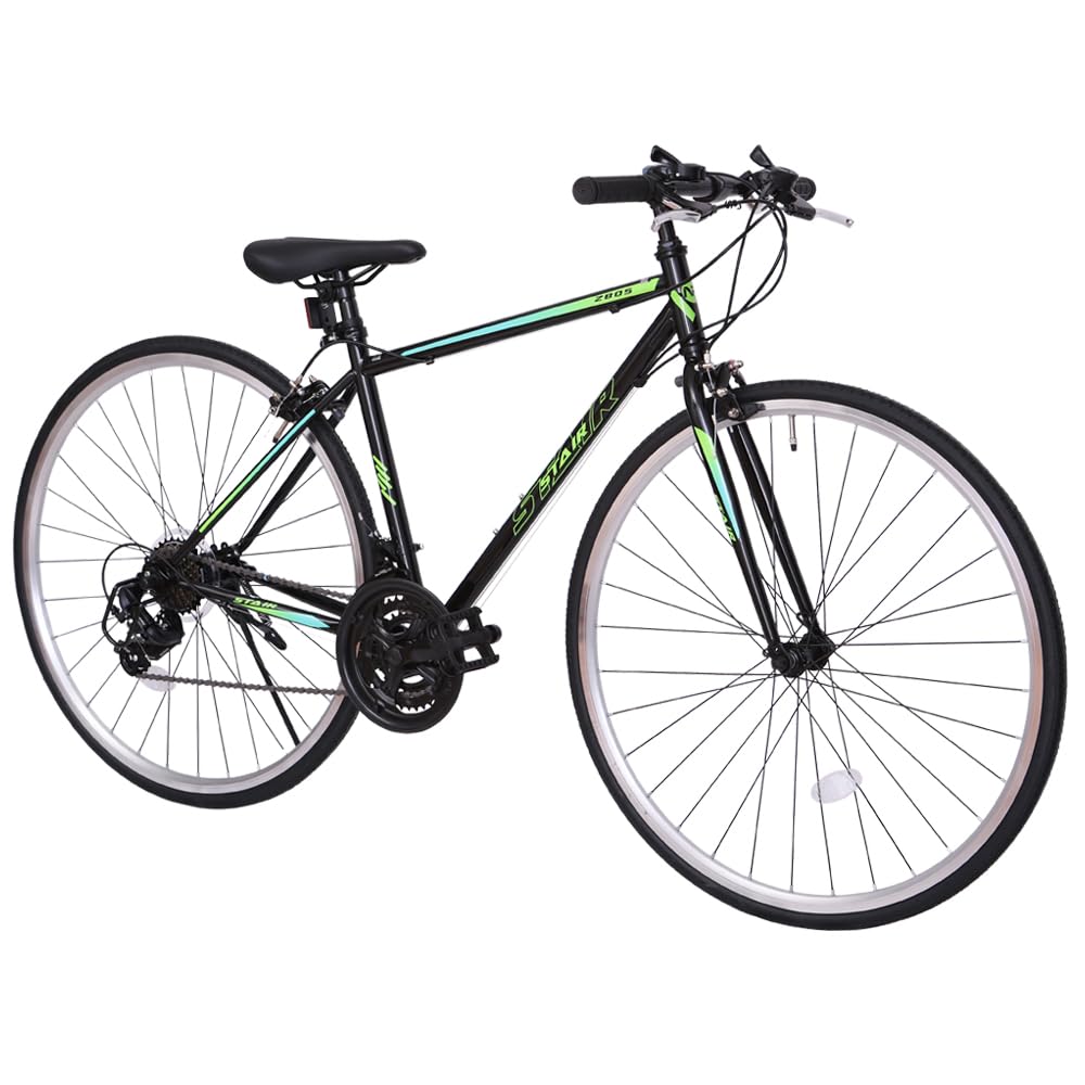 クロスバイク 自転車 シマノ製21段変速 700x25C 前後キャリパーブレーキ ワイヤ錠のプレゼント付き 通勤 通学 (ブラック) 17,499円
