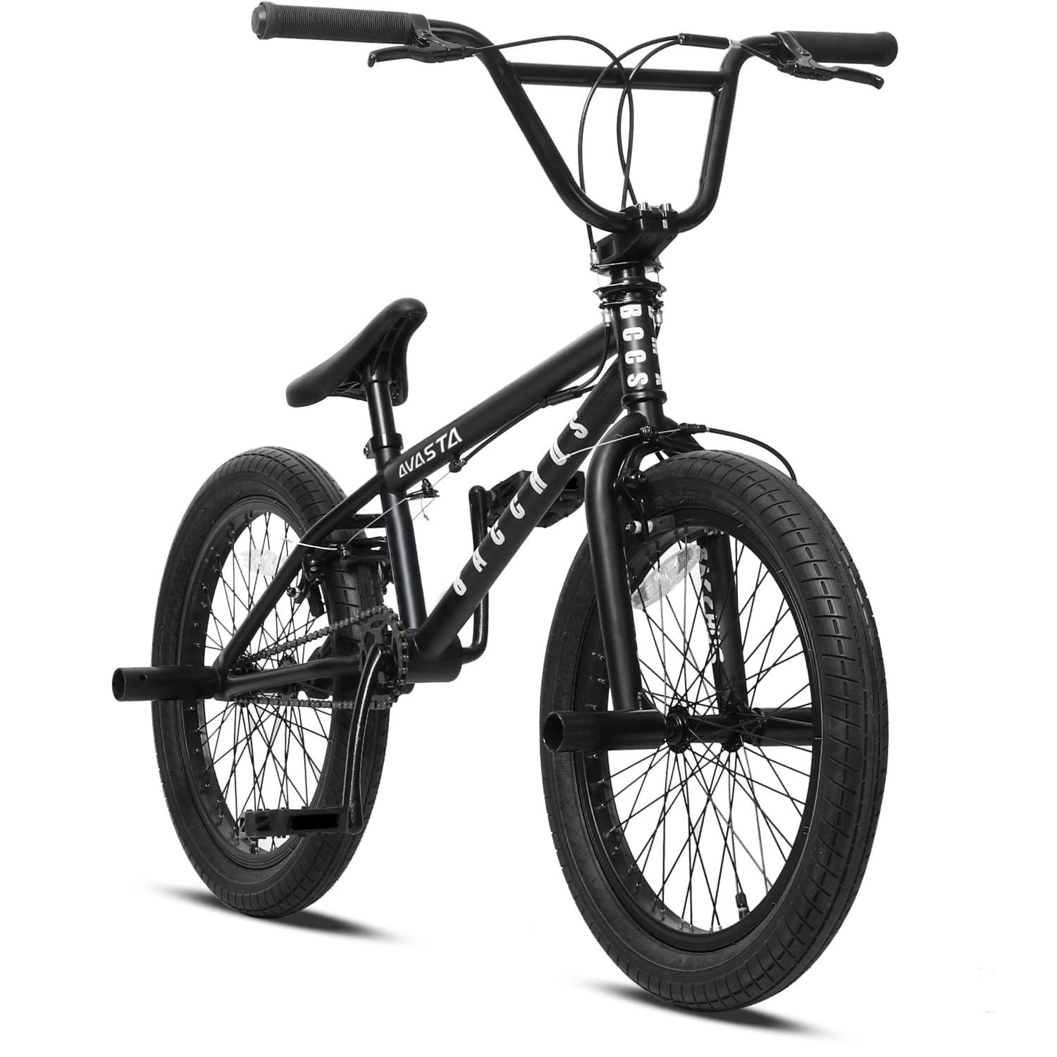 AVASTA BacchusBMX 自転車 20インチ フリースタイルBMXバイク スチール製ジャイロ機構つきペグ付属 初心者に最適 高炭素鋼フレーム 前後U字型リアブレーキ スタント用自転車 マットブラック