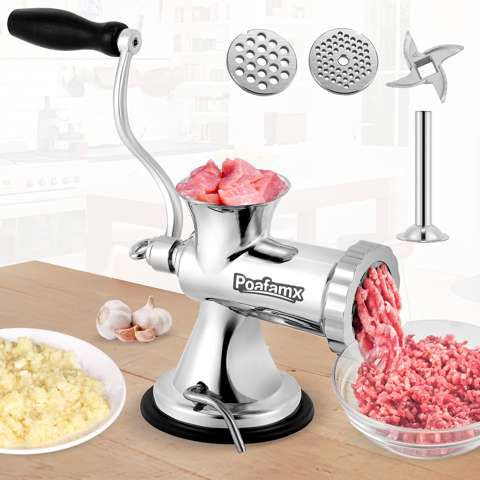 楽天市場】Poafamx手動ミンサー4.5mm/8mm2枚ブレード付きミンチ機